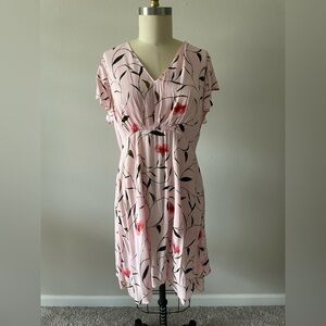 Banana Republic Pink Tiered Wrap Midi Dress